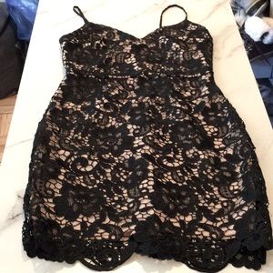 Express black lace dress with nude lining, size 0.